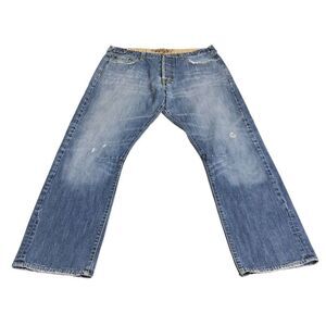 Kudeta Jeans Mens 38 Blue Distressed Denim Relaxed Fit Button Fly Y2K 90s Cowboy